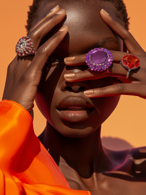 Striking Portrait with Colorful Rings
